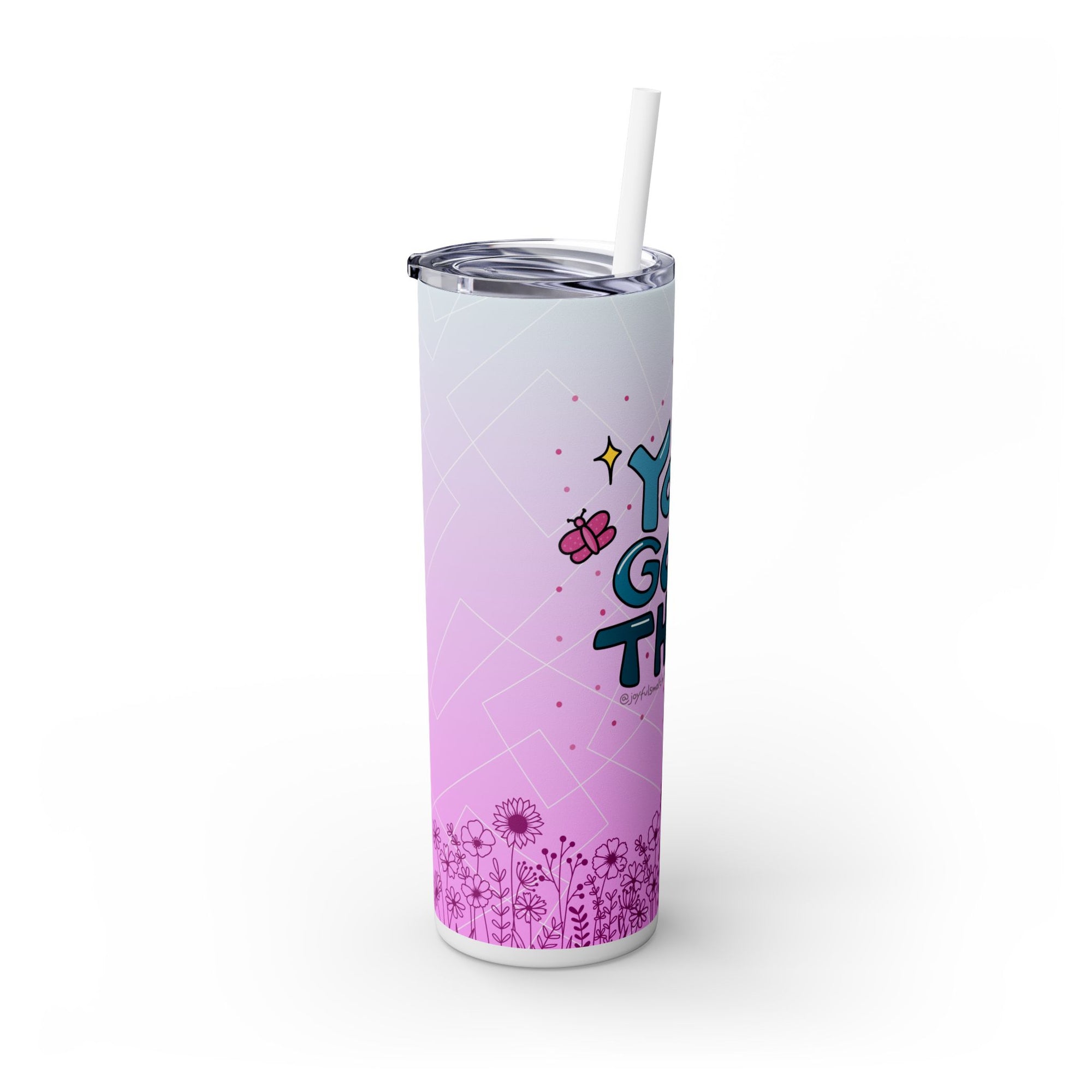 Motivational 20oz Skinny Tumbler with Straw - 'You Got This'