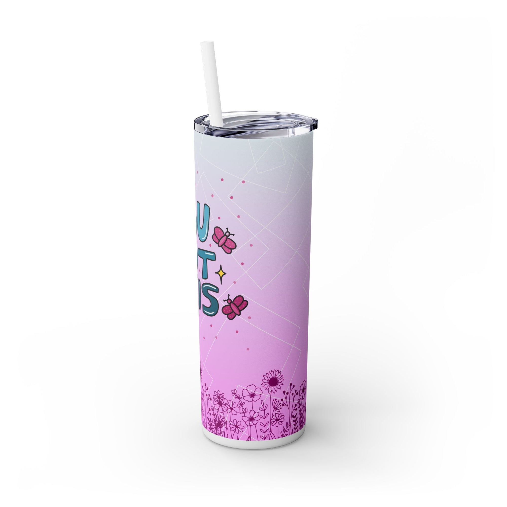 Motivational 20oz Skinny Tumbler with Straw - 'You Got This'